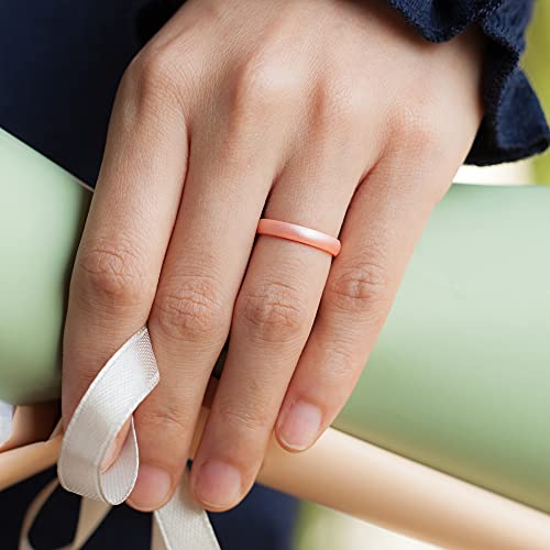 ThunderFit Super Thin Stackable Silicone Rings Wedding Bands for Women 3mm Wide 1.5mm Thick - 1/4/8/12/16 Variety Multipack4