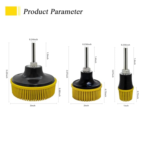 Image of HIEMIE Tools Bristle Disc Set includ 3 inch 2 inch 1 inch Grit 80#,with 3 inch 2 inch 1 inch Shank Attachment Abrasive Coating Removal Disc for Metal