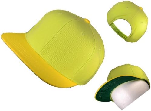 Ht_cps_wool-snapback-ye Wholesale Wool Blend Flat Bill Blank/plain Snapback Hats w/ Green 479v619i Underbill (Lime/yellow) Mjn3200331 Hat Cap Head Hair Face