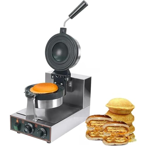 Ice Cream Burger Maker, Ice Cream Filling Waffle Maker, Non Stick Waffle Press Machine with Time & Temp Control Stainless Steel Material for Home Kitchens Breakfast Shops Schools(Single)