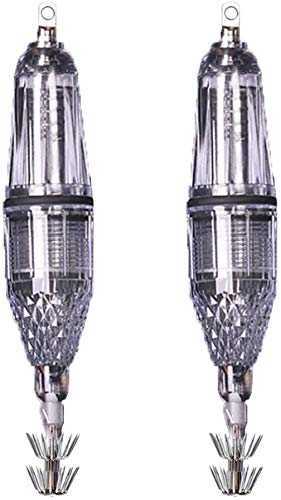 MIAOGECONGGE 2Pcs Underwater Fishing Light LED Lamp Lure Bait Finder Night Fishing Light with Squid Jig Hook for Shrimp, Prawns, Squid and Fish