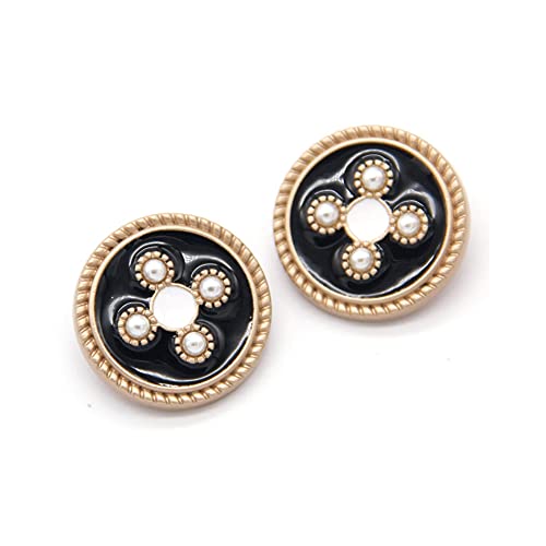 5 PCS Vintage Pearl Gold Metal Women Coat Buttons for Clothing Garment Decorative Large Buttons Sewing Accessories (#4, 30mm)