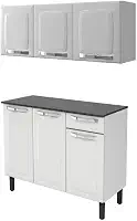 Kit Multiuso Itatiaia Aço Balcão 3 Portas e 1 Gaveta Com Armário Aéreo 3 Portas Branco Rose