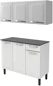 Kit Multiuso Itatiaia Aço Balcão 3 Portas e 1 Gaveta Com Armário Aéreo 3 Portas Branco Rose