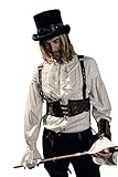 Versand aus Deutschland RQ-BL Steampunk Herren Harnisch-Weste Braun aus Kunstleder SPM031 Harness Halfter Brustgurt, Größe:L/XL