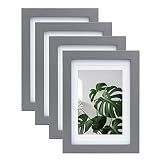 Egofine 5x7 Picture Frames 4 Pack Covered by Plexiglass for Picture 4x6 with Mat or 5x7 whitout Mat