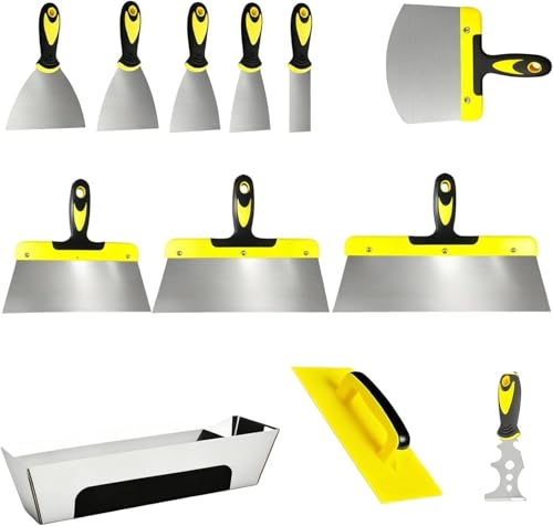 Ensemble de spatules, 12 spatules en acier inoxydable, outil pour cloisons sèches, pour la construction de cloisons sèches, le plâtrage et le décollage de papier peint