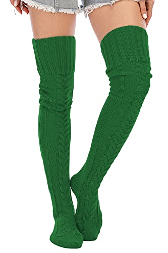 Image of Leoparts Women's Cable Knitted Thigh High Boot Socks Extra Long Winter Stockings Over Knee Leg Warmers