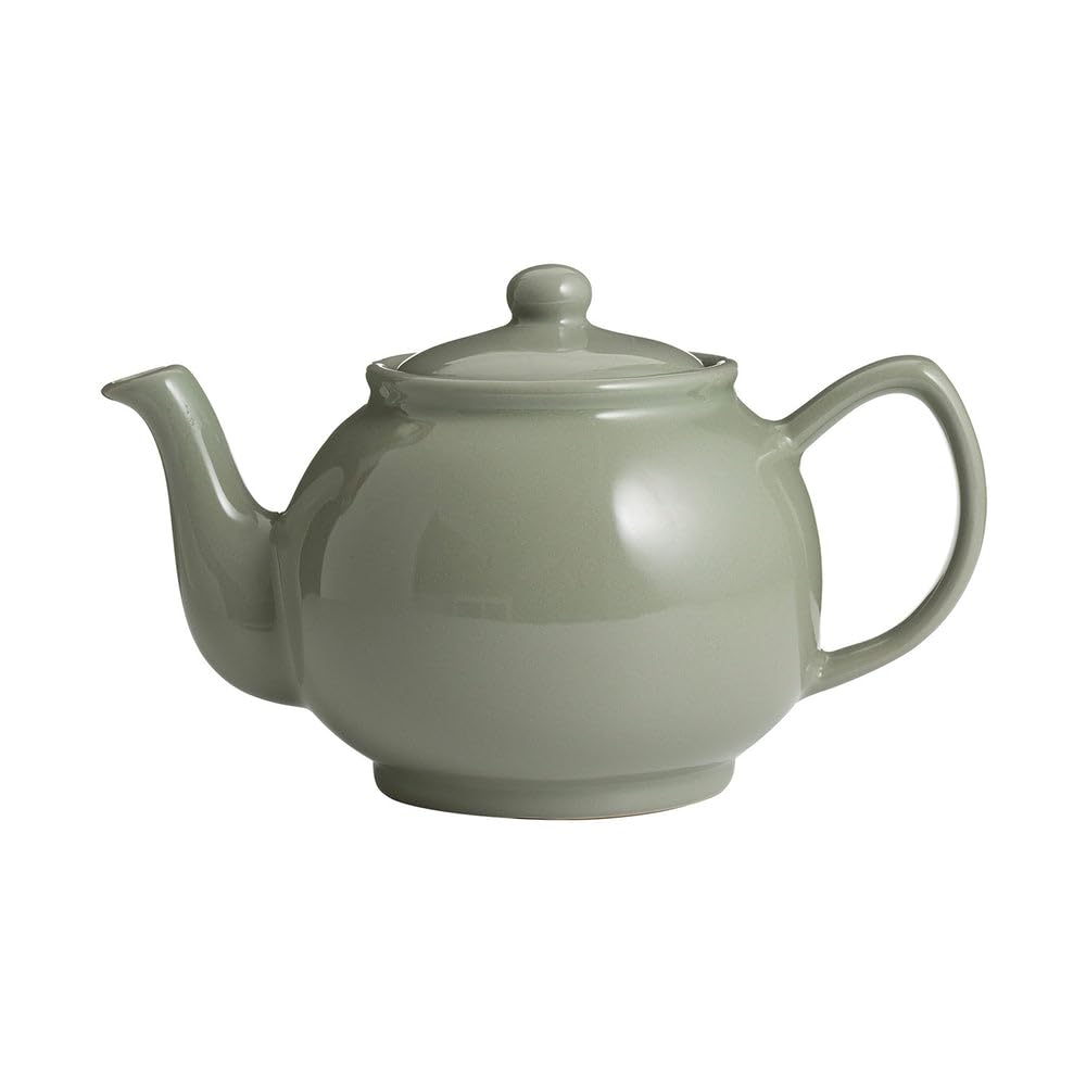 Price & Kensington Englische Teekanne für 6 Tassen, aus hochwertigem Steingut, Teekännchen salbei-grün, mikrowellen- und spülmaschinenfest, Vintage Teebereiter