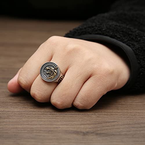 HZMAN Norse Viking Wolf Ring for Men Stainless Steel Retro Wizard Warrior Hunter Wolf Head Wolf Paw Rings Jewelry Gift4