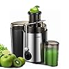 Juicer Machines, HOUSNAT Juicer Whole Fruit and Vegetables with 3-Speed Setting, 400 W Motor Quick Juicing Ideal for Beginners & Light Daily Use, Cleaning Brush and Juicing Recipe Included