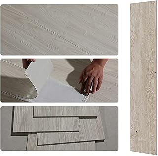 NAIMP Self Adhesive Floor Tiles, 15x90cm Oak White 36Pcs PVC Flooring Planks Floorboard Planks Waterproof Floor Wall for Kitchen Bathroom Home Floor Tile, 5.02m² 2mm Washed Home Floor Tile