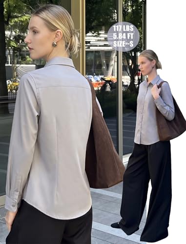 Image of Zeagoo Women's Wrinkle Free Button Down Shirts Long Sleeve Dress Shirts Collared Business Casual Blouses Tops XS-3XL