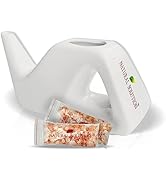 Natural Solution Ceramic Neti Pot, Congestion Relief with Pink Himalayan Salt, Nasal Irrigation