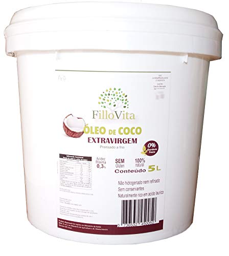 Óleo De Coco Extra Virgem puro 5 Litros Prensado A Frio