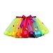 AIMAOMI Layered Skirt Girls' Kids Toddlers Mini Rainbow Tutu Skirt Bow Dance Dress Colorful Ruffle Tulle Fashion Clothes (Multicolor, 3-4 Years)