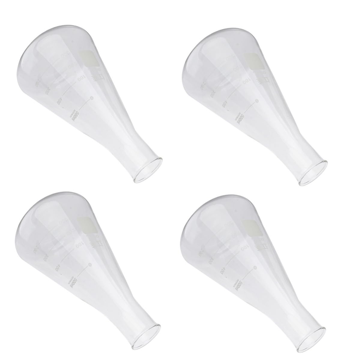 GANAZONO Matraz Cónico de Vidrio Espesado de Borosilicato 4 Piezas Fondo Plano para Experimentos Escolares y Laboratorio Químico