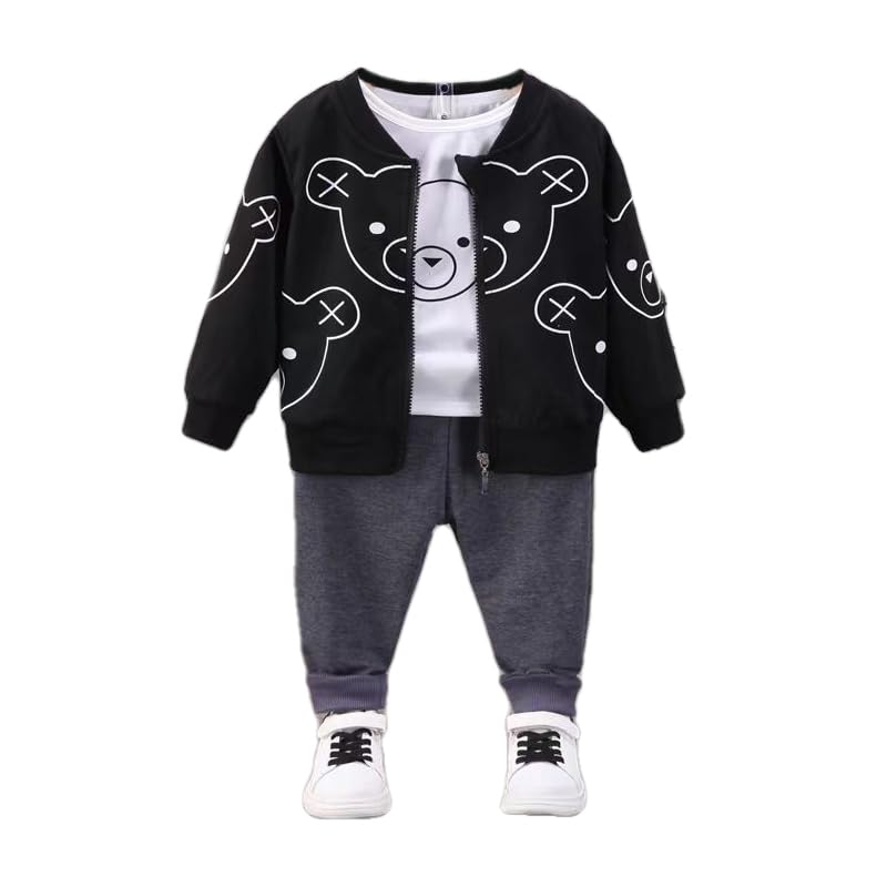 Image of Bold N Elegant Kids 3 Piece Jacket T Shirt Jogger Set for Boys Girls