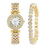 jet set uhren san remo  JOATVEE Damenuhr Diamant und Armband Set - Damen Analog Quarz Uhr Strass Wasserdicht Armbanduhren Damen Edelstahl Klassisch Elegant Geschenke für Frauen Mädchen