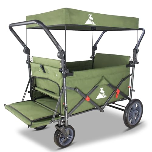 TOPWELL Bollerwagen faltbar mit 2 Sitzen | Handwagen klappbar mit Dach,...