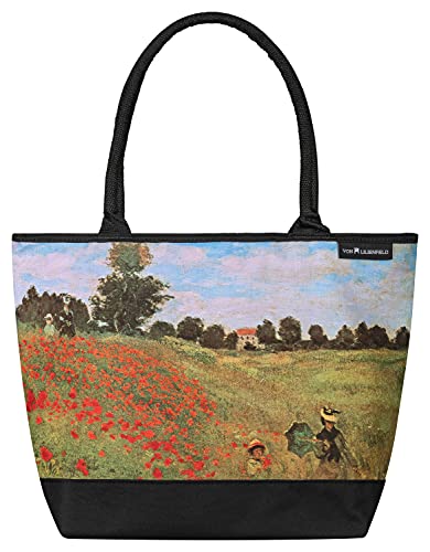 VON LILIENFELD Cabas Besace Claude Monet : Champ de coquelicots Sac Bandoulière Spacieux Sacs Portés Èpaule Cabas Décontractés Fleur Art