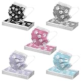 50PCS Paw Print Disposable Face Mask, 3 Ply Cute Pattern Face Masks for Adults Women Full Face Protection (#02)