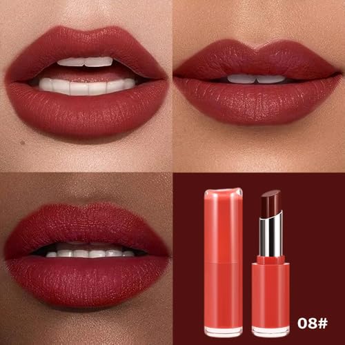 Image of Matte Creamy Lipstick for Women, Long Lasting Waterproof Velvet Lipstick, Lip Stick Crayon Buildable Blendable Creamy Color, Moisturizing Longwear Lip Makeup 08#