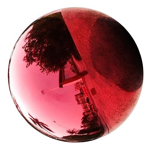 BESPORTBLE 5.2Inch Red Gazing Ball for Garden - Reflective Stainless Steel Outdoor Decor for Patios and Gardens on Decorative Gazing Balls