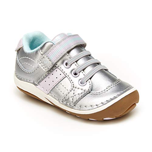 Stride Rite Baby Girls SRT Soft Motion Artie Sneaker, Silver, 3 Wide Infant