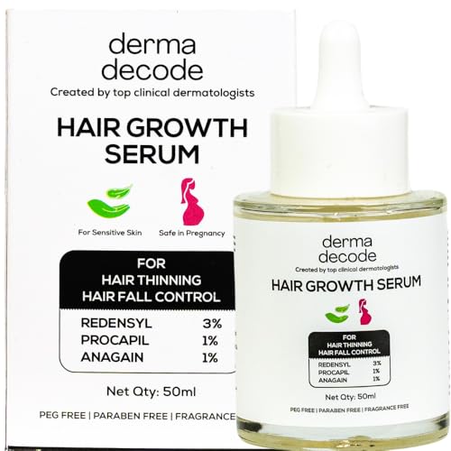 Image of Derma Decode Advanced Hair Growth Serum for Scalp, Rosemary Hair Serum for Hairfall Control in Women and Men, 3% Redensyl 1% Procapil 1% Anagain, Trifolium Pratense. Anti Hairfall Treatment 50ml