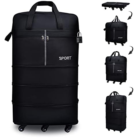 Meowoo 28L Foldable Luggage Suitcase with 4 Spinner Wheels, Expandable Carry On Suitcase with Luggage Lock for Travel, Business Trip, Move House, and Camping Cover