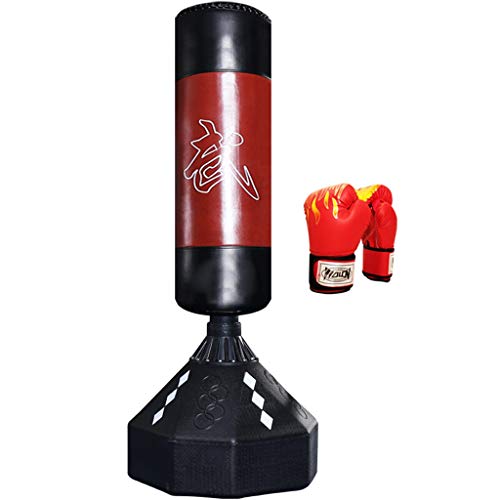 Sanda - Saco de boxeo vertical para adultos que se puede llenar con arena/vaso relleno, equipo de entrenamiento de fitness se puede utilizar en hogares, gimnasios, etc. (180 cm) (color: rojo) (marrón)