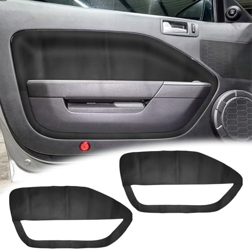 VKGUG 2PCS Door Panel Cover Compatible with Ford Mustang 2005-2009 Left and Right Vinyl Leather Insert Cards Protector Trim Black (Only Leather Part)