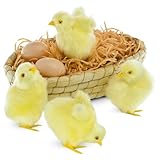 bvdtitb Baby Chick 7 Set, Simulated Chicken Sound Figurine Lifelike Stuffed Farm Animal, Realistic Chicken Plush Easter Chicks Photography Props Home Decor Chirping Furry Little Chicken Birthday Gift