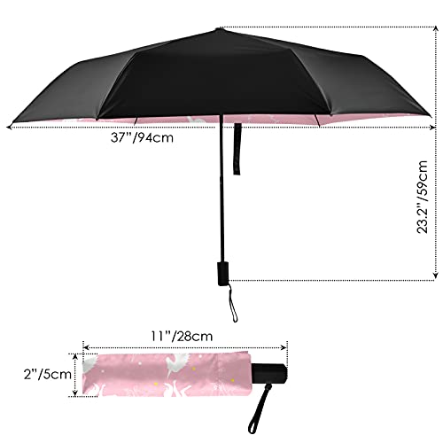 Parapluie pliable résistant licorne rose aux finitions durables - 6