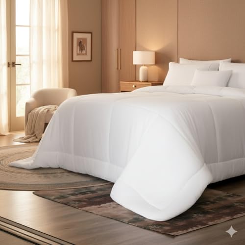 Edredom Dupla Face Branco com Toque de Plumas – Enchimento