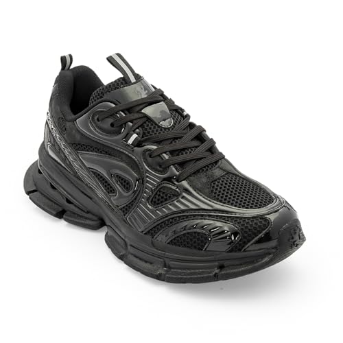Image of Red Tape Women's Sneakers Grey Black Mesh Pu Round Toe Lace-Up