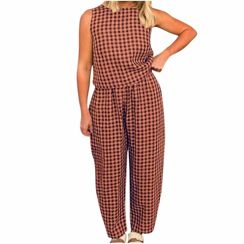Ensemble pantalon rayé 2 pièces pour femme avec débardeur et chemise de nuit longue ample Y2K