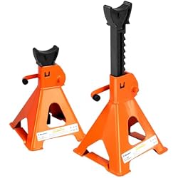 Jack Stands 3 Ton 6,500 lb Capacity Steel, 1 Pair Orange Lifting Stand Adjustable Jack Stands