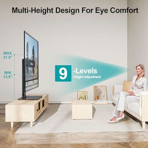 MOUNT PRO Universal Swivel TV Stand Base, Table Top TV Stand for 37 to 65, 70, 75 Inch LCD LED TVs, Height Adjustable TV Mount Stand with Tempered Glass Base, Holds up to 88lbs, Max VESA 600x400mm