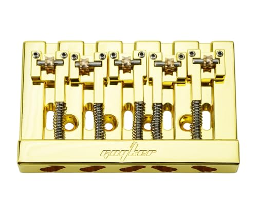 Guyker 5 String Bass Bridge with Solid Roller Saddle Adjustable Replacement Part (GB506, Gold)