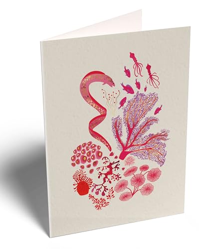 Image of Elena Essex Blank Note Card 12 Pack / Cards and Envelopes / 3.75 x 5.2 Inch Greeting Cards Cards for All Occasions / Coral Reef Design Blank Notecards / 300 Gsm Gold Foil Embossed Blank Cards / Notecards and Envelopes Set (Coral Reef)