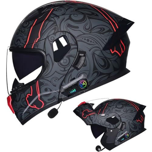 Letetexi Casco Moto Modular Bluetooth Incorporado Casco Moto Integral ECE Casco Scooter con Doble Visera Anti Vaho Ventilación para Adultos Hombre Mujer M~XXL