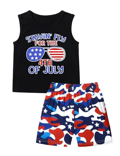 Von kilizo Toddler 4th of July Outfit Boy Toddler Boy 4th of July Outfit Tank Top Flag Shorts Sets 4th of July Toddler Boy Outfit 18 Month 4th of July Outfit Boy 2t 4th of July Outfit Boy