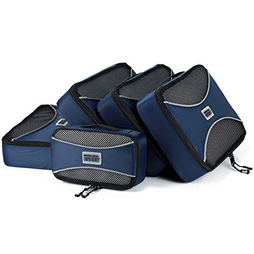 PRO Packing Cubes | 5 Piece Travel Bags Organizer for Luggage | Multi-size Ultralight Travel Cubes | Deluxe Suitcase Organizer Bags Set | Makes Packing Easy - Marine Blue