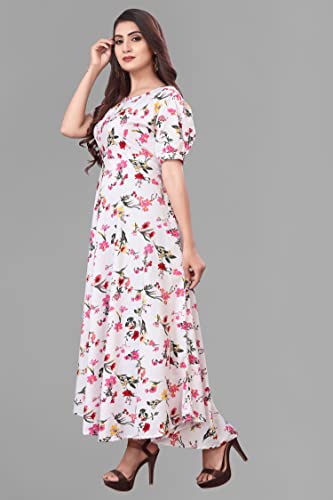 Image of FLARED ALINE MAXI DRESS WITH FLORAL PRINT FOR WOMEN