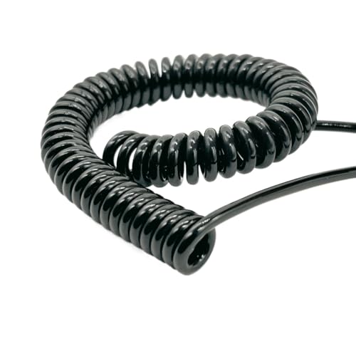 Cable en espiral negro de resorte con doble núcleo expandible hasta 3,75 metros