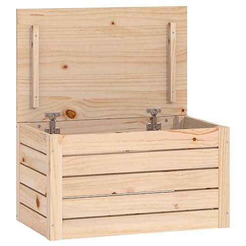 vidaXL Caja de Almacenaje Baúl Armario Tapa Cesto Cubo Ropa Zapatos Juguetes Cuarto Baño Sala de Estar Dormitorio Madera Maciza de Pino
