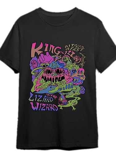 Men’s King Gizzard and The Lizard Wizard Graphic T-Shirt - Black Short Sleeve Cotton Tee with Vibrant Artwork