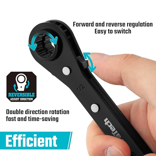 DURATECH 4-in-1 Reversible Ratcheting Wrench Set, Double Box End Wrench Set, 2-Piece, 5/16", 3/8", 7/16", 1/2", 9/16", 5/8", 11/16", 3/4", SAE - Image 4